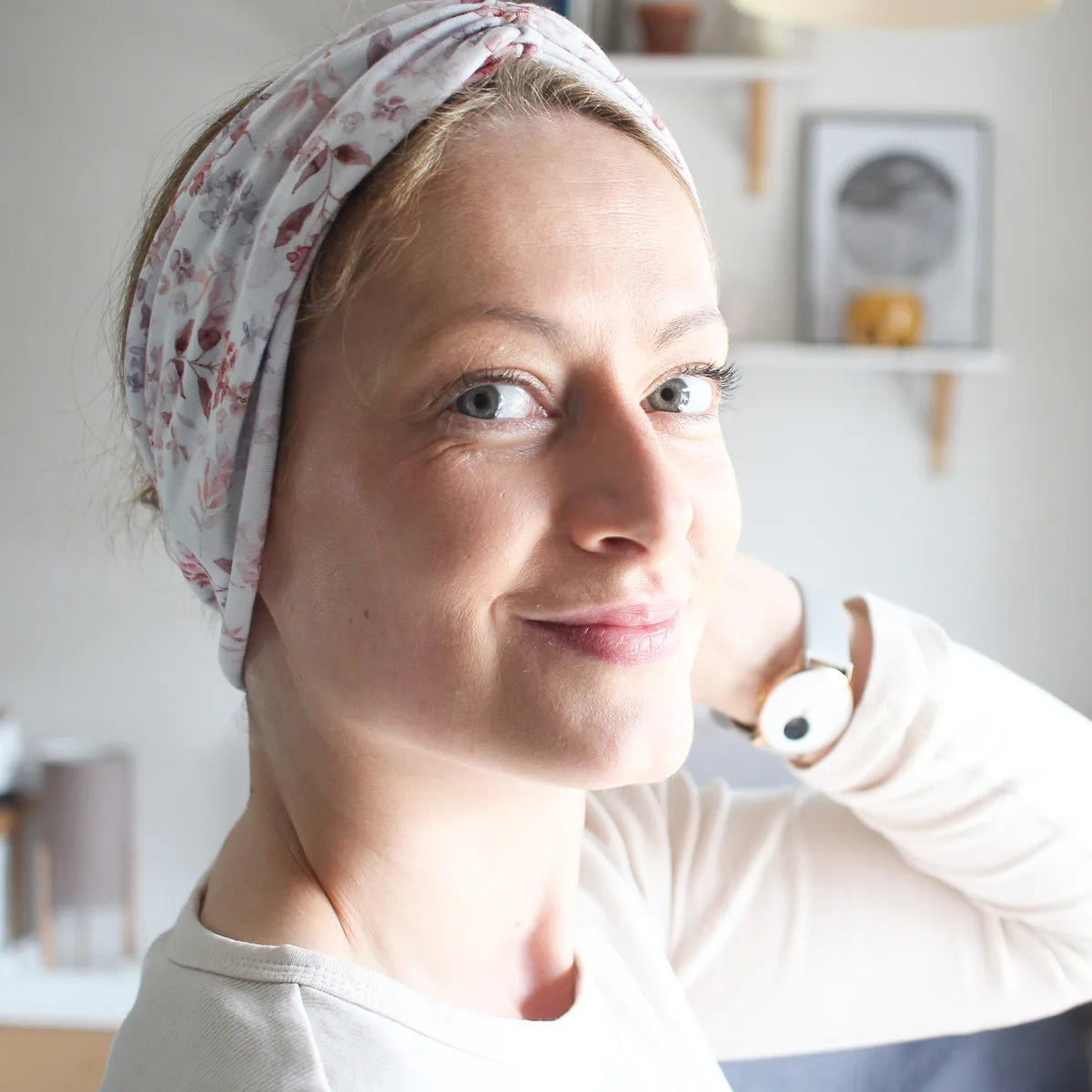 Turban Haarband Aquarell Blätter | breit gerafft