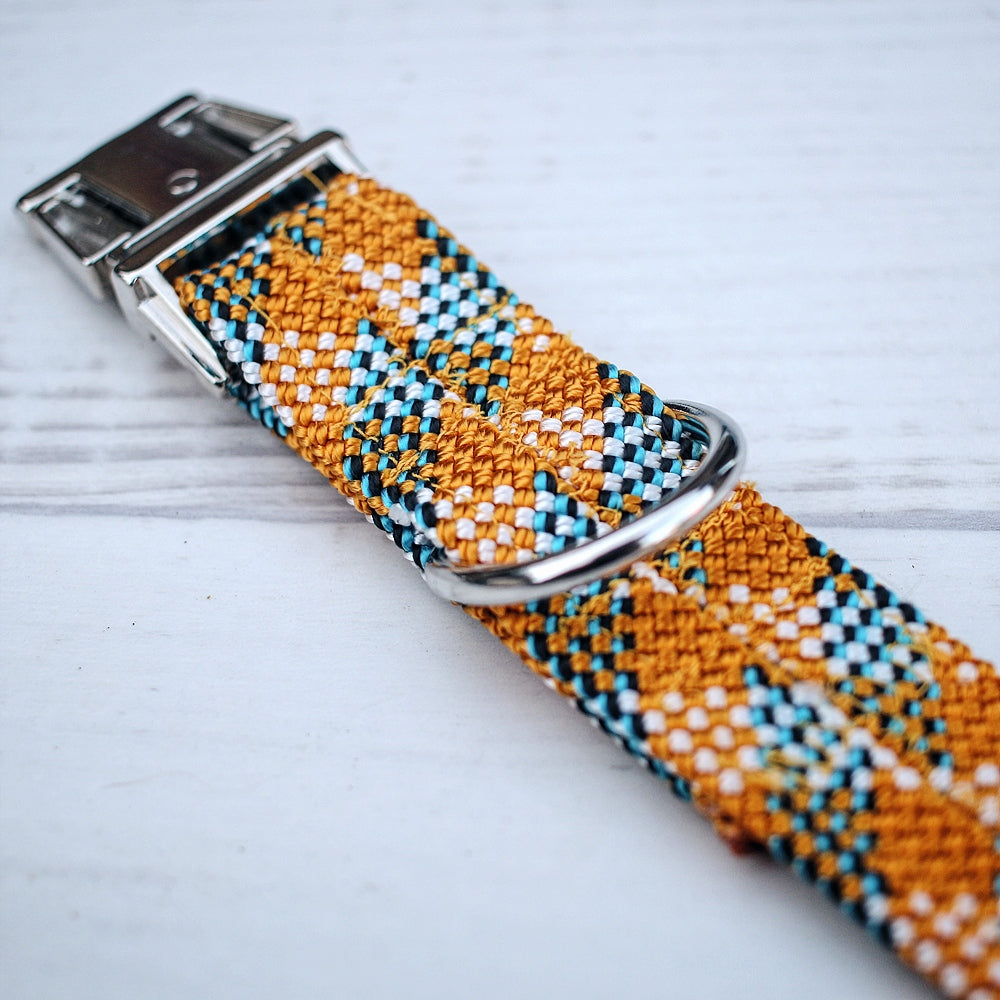 Kletterseil Halsband orange-blau EISVOGEL handgefertigt