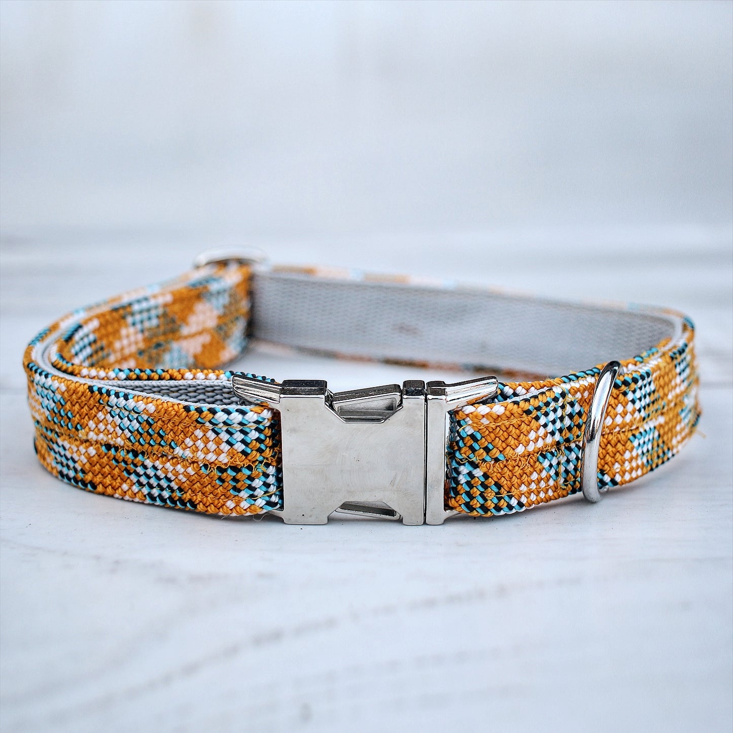 Kletterseil Halsband orange-blau EISVOGEL handgefertigt