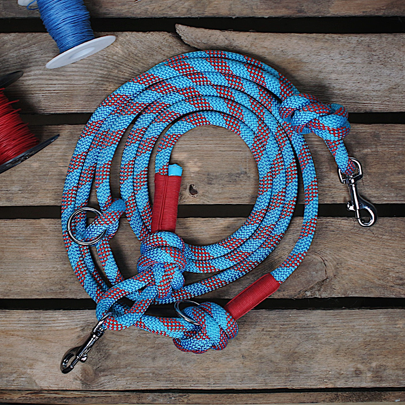 Kletterseil Hundeleine blau-rot | PREMIUM