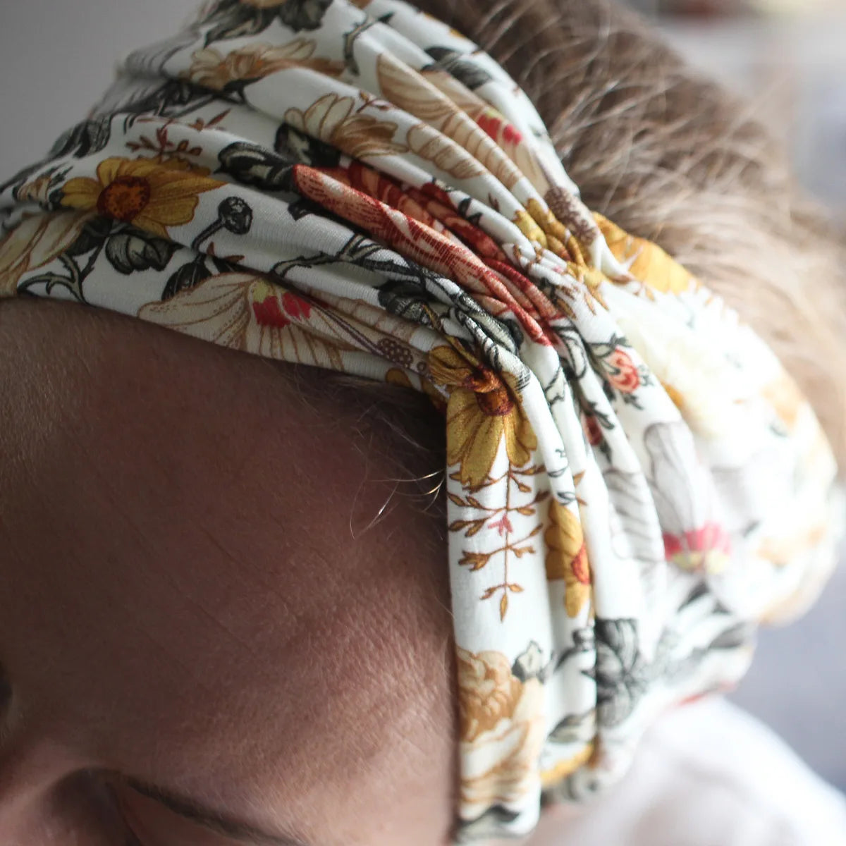 Turban Haarband Blumen Muster | breit gerafft