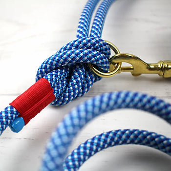 Kletterseil Hundeleine maritim blau-weiß PREMIUM handgefertigt verstellbar große Hunde