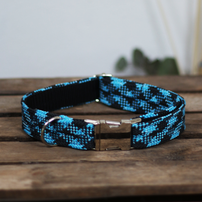 kletterseil halsband blau schwarz kariert ikarusdoodle