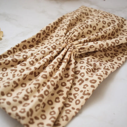 Turban Haarband LEO | breit gerafft | Leopard Muster beige